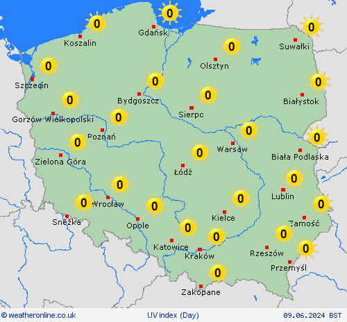 uv index Poland Europe Forecast maps