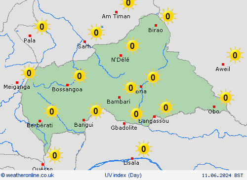 uv index Central African Republic Africa Forecast maps