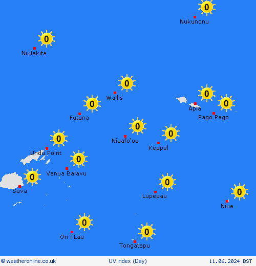 uv index Futuna and Wallis Oceania Forecast maps