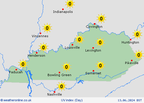 uv index Kentucky North America Forecast maps