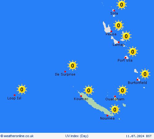 uv index New Caledonia Oceania Forecast maps