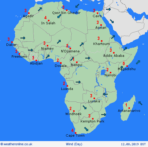 wind  Africa Forecast maps