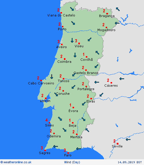 wind Portugal Europe Forecast maps