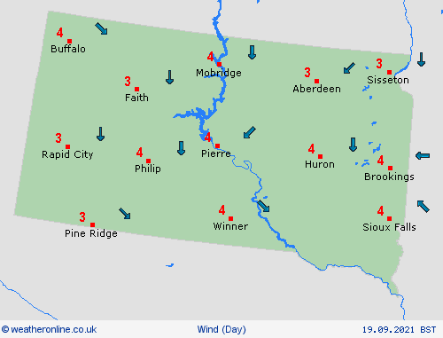 wind South Dakota North America Forecast maps