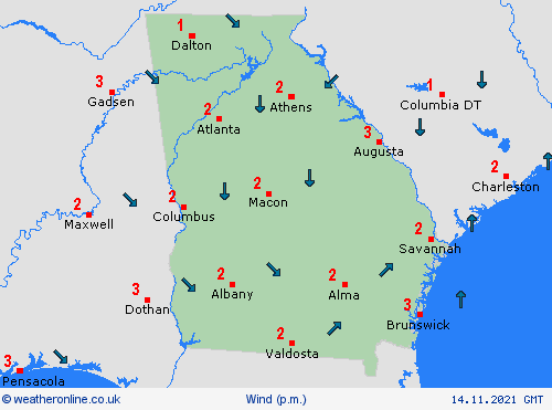 wind Georgia North America Forecast maps