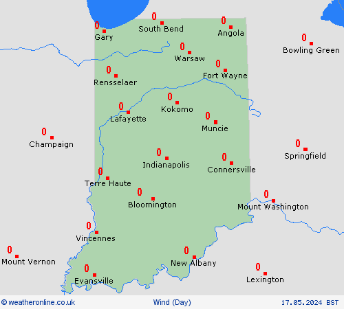 wind Indiana North America Forecast maps