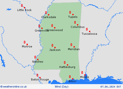 wind Mississippi North America Forecast maps