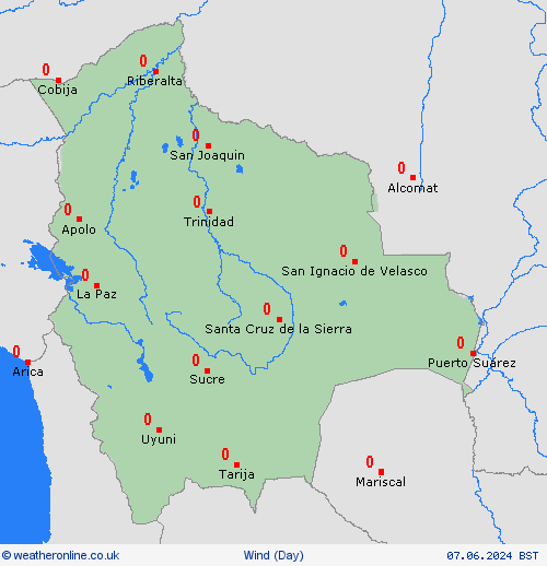 wind Bolivia South America Forecast maps