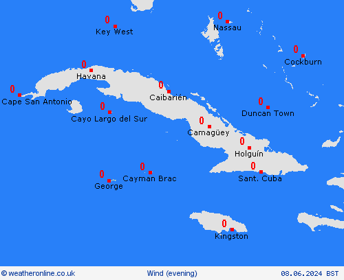 wind Cayman Islands Central America Forecast maps