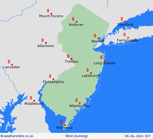 wind New Jersey North America Forecast maps