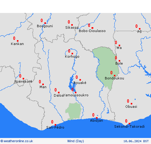 wind Côte d'Ivoire Africa Forecast maps