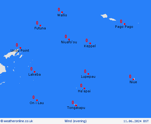 wind Tonga Islands Oceania Forecast maps