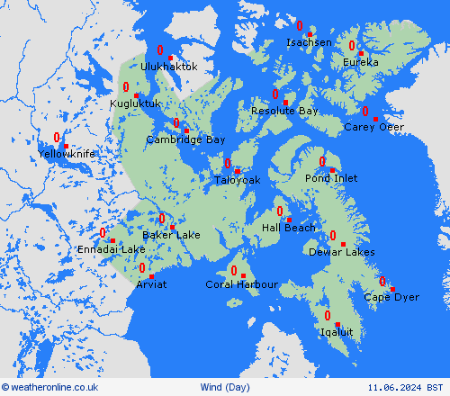 wind Nunavut North America Forecast maps