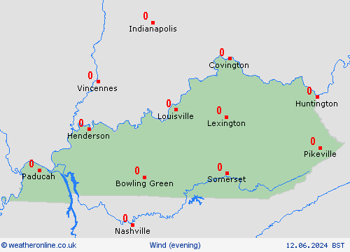 wind Kentucky North America Forecast maps
