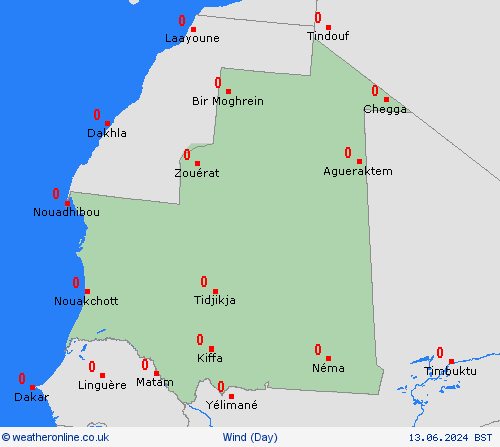 wind Mauritania Africa Forecast maps