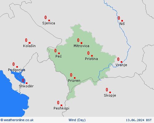 wind Kosovo Europe Forecast maps