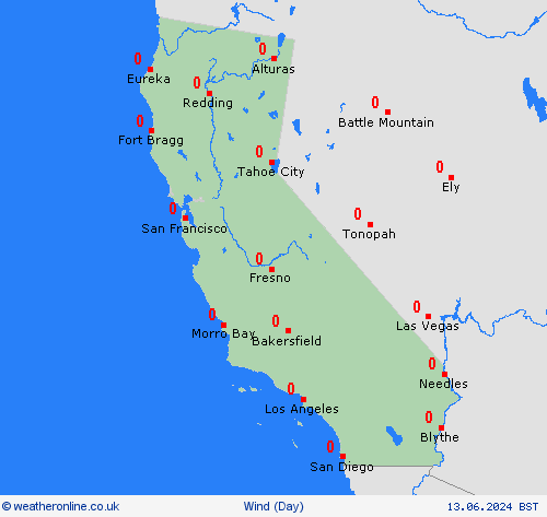 wind California North America Forecast maps