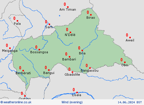 wind Central African Republic Africa Forecast maps