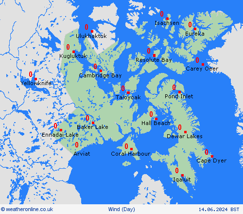 wind Nunavut North America Forecast maps