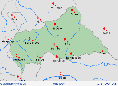 wind Central African Republic Africa Forecast maps